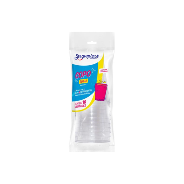 Copo Straw Cristal 200Ml Com 10 Unid